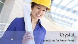  Presentation with asian culture and food - Presentation having consulting engineering - young and pretty asian architect background and a light blue colored foreground