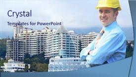  Presentation with architect - Audience pleasing PPT theme consisting of consulting engineering - young architect wearing a protective backdrop and a  colored foreground