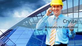  Presentation with engineering - Audience pleasing PPT layouts consisting of consulting engineering - young architect wearing a protective backdrop and a  colored foreground