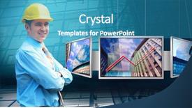  Presentation with architect - PPT theme consisting of consulting engineering - young architect wearing a protective background and a  colored foreground