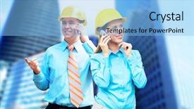  Presentation with architects - Colorful theme enhanced with consulting engineering - young architects wearing a protective backdrop and a  colored foreground