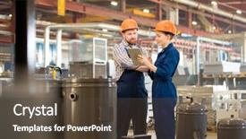  Presentation with further - Audience pleasing PPT layouts consisting of consulting engineering - young engineers in overalls backdrop and a tawny brown colored foreground