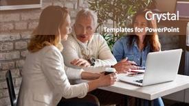  Presentation with discussion - Amazing presentation theme having consulting firms - business discussion at working table backdrop and a tawny brown colored foreground