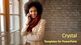  Presentation with zygote cell - PPT theme featuring consulting firms - cute afro-american girl talking background and a tawny brown colored foreground