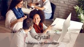  Presentation with employee anniversary work office - Presentation theme featuring consulting firms - group of young employees background and a mint green colored foreground