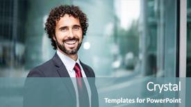  Presentation with portrait of a shy embarrassed - Cool new theme with consulting firms - handsome businessman portrait backdrop and a seafoam green colored foreground