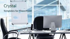  Presentation with cityscape - PPT theme consisting of consulting firms - modern office interior and cityscape background and a sky blue colored foreground