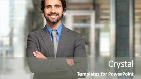  Presentation with consulting - Presentation design with consulting firms - portrait of an handsome businessman background and a gray colored foreground