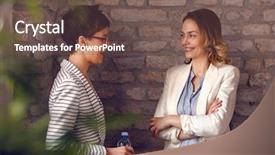  Presentation with females - Theme featuring consulting firms - two females talking in office background and a violet colored foreground