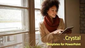  Presentation with native american dream cather - Amazing slides having consulting firms - young afro-american woman near window backdrop and a tawny brown colored foreground