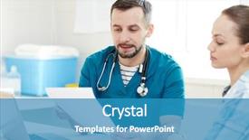  Presentation with medical training in patient care - Presentation design consisting of consulting her about some details background and a teal colored foreground
