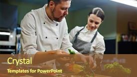  Presentation with cooking chef - Cool new presentation theme with consulting his trainee while cooking backdrop and a tawny brown colored foreground