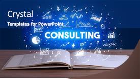  Presentation with consulting - Presentation with consulting inscription coming out from an open book business concept background and a ocean colored foreground
