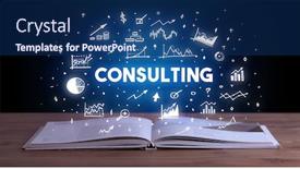  Presentation with consulting - Slides featuring consulting-inscription-coming-out background and a ocean colored foreground