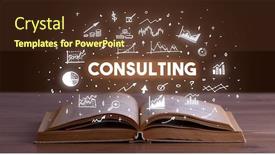  Presentation with consulting - Amazing slide deck having consulting-inscription-coming-out backdrop and a tawny brown colored foreground