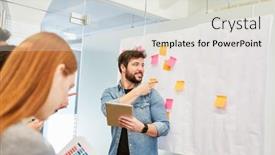  Presentation with consulting - Slide deck consisting of consulting-man-or-coach background and a light gray colored foreground