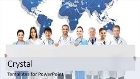  Presentation with consulting - Slide deck with consulting medical staff with banner background and a  colored foreground