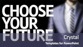  Presentation with blue green future tech business - Beautiful presentation theme featuring consulting mindset - choose your future written backdrop and a ocean colored foreground