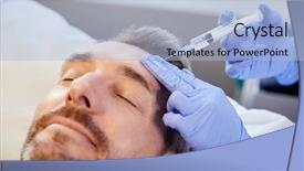  Presentation with anti aging - Colorful presentation design enhanced with consulting process - female beautician giving mature male backdrop and a light blue colored foreground