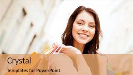  Presentation with tourism - Presentation design with hapiness consumer - shopping and tourism concept background and a coral colored foreground