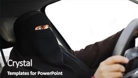  Presentation with arabic woman - Colorful slide set enhanced with scarf hijab and niqab driving backdrop and a black colored foreground