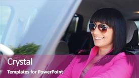  Presentation with car business - Cool new PPT theme with cute pink - business woman driving a car backdrop and a  colored foreground