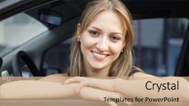  Presentation with woman car driver map - Beautiful theme featuring skinny girls - smiling young pretty woman backdrop and a coral colored foreground