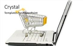  Presentation with empty - Colorful slides enhanced with consumer behavior - empty cart on a laptop backdrop and a white colored foreground