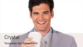  Presentation with drinking contraceptives pharmacy and healthcare - Presentation theme having consumer behavior - enthusiastic businessman drinking a coffee background and a lemonade colored foreground