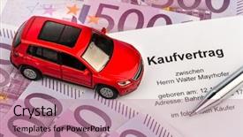  Presentation with car dealer - Presentation enhanced with consumer behavior - purchase contract to buy background and a  colored foreground