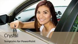  Presentation with teen - PPT layouts having consumer education - teen holding up keys background and a coral colored foreground