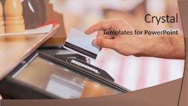  Presentation with holding hands - Cool new slides with consumer electronics - close-up image of cashier male backdrop and a coral colored foreground