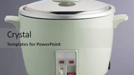  Presentation with rice - Amazing PPT theme having consumer electronics - green rice cooker backdrop and a light gray colored foreground