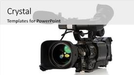  Presentation with electronics white - PPT theme enhanced with consumer electronics - professional video camera isolated background and a white colored foreground