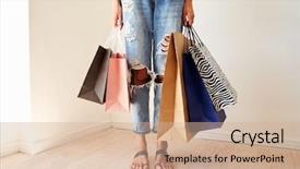  Presentation with shopping - Amazing slide deck having consumer finance - close up of woman standing backdrop and a coral colored foreground