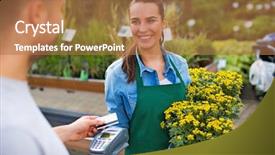  Presentation with credit card - Slide deck with consumer finance - paying with credit card background and a coral colored foreground