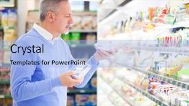  Presentation with supermarket - Amazing slide deck having consumer goods - customer shopping at the supermarket backdrop and a light blue colored foreground