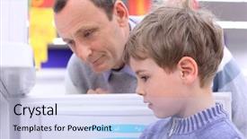  Presentation with refrigerator - Theme featuring consumer goods - elderly man with boy background and a light blue colored foreground