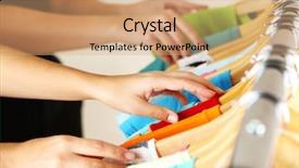  Presentation with clothes - Beautiful slides featuring consumer goods - fashion clothes on shelves backdrop and a coral colored foreground