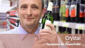  Presentation with elderly ladies beauty shop - Presentation having consumer goods - happy elderly man in shop background and a coral colored foreground