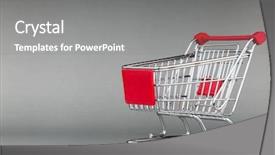  Presentation with shopping - Beautiful PPT theme featuring consumer goods - shopping cart on seamless background backdrop and a gray colored foreground