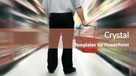  Presentation with grocery store - Presentation having consumer goods - shopping in grocery store background and a coral colored foreground