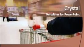  Presentation with grocery store - Presentation theme with consumer goods - shopping in grocery store background and a coral colored foreground