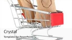  Presentation with shopping - Slide set with consumer goods - small shopping cart with paper background and a white colored foreground
