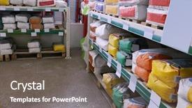  Presentation with wholesale - Slide deck with consumer goods industry - building materials in wholesale warehouse background and a gray colored foreground