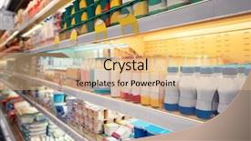 Presentation with diary - PPT theme consisting of consumer goods industry - diary produce on supermarket shelves background and a coral colored foreground