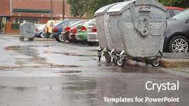  Presentation with garbage - Amazing slide deck having consumer goods industry - dumpsters being full with garbage backdrop and a gray colored foreground