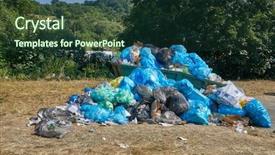  Presentation with paper bag vs plastic bags - Audience pleasing slide set consisting of consumer goods industry - garbage bags piled up backdrop and a tawny brown colored foreground