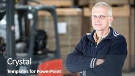  Presentation with distribution - Presentation theme with consumer goods industry - portrait of confident male worker background and a  colored foreground