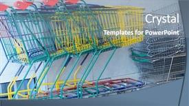  Presentation with supermarket trolley - Slide set with consumer goods industry - shop trolley in a supermarket background and a  colored foreground